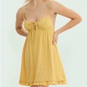 Yellow Mini Spaghetti Strap dress